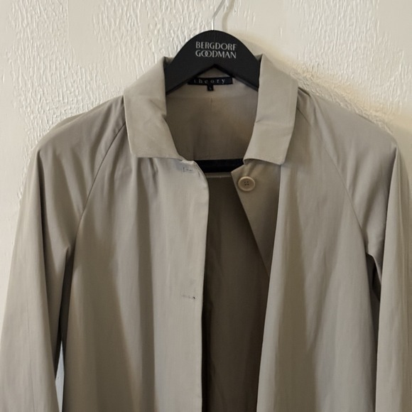 Theory Trench Coat Women's Size Large Button Tan with Detachable Hood - Picture 3 of 16